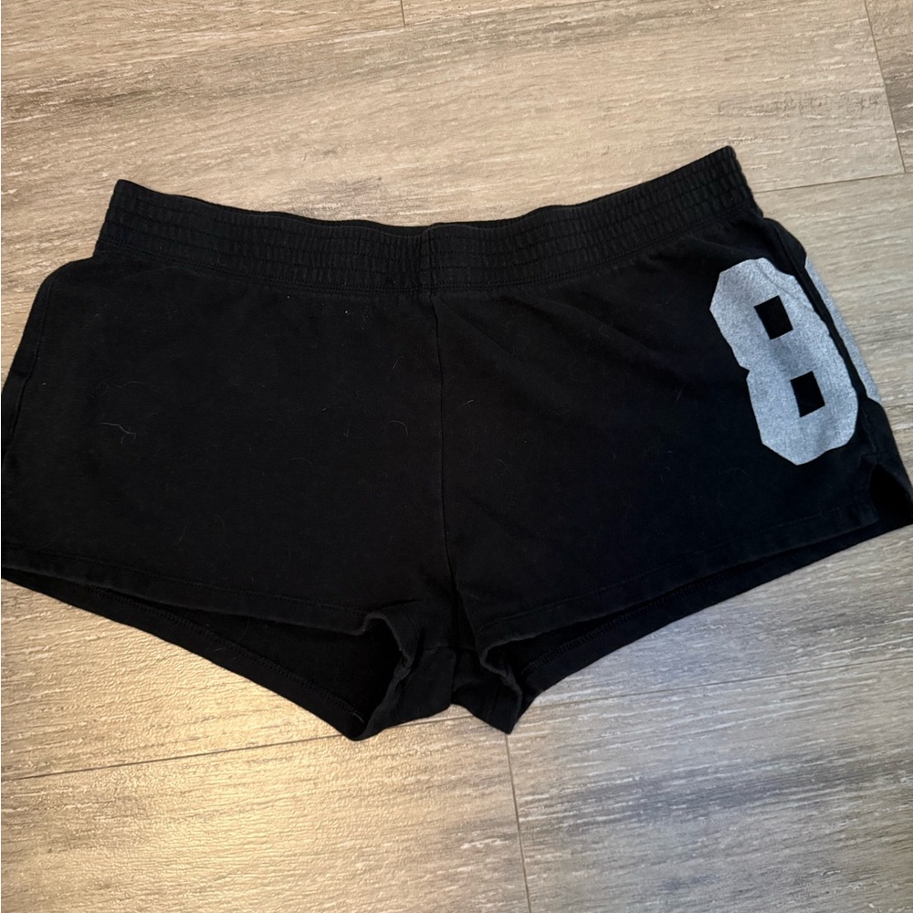 PINK Victoria's Secret Black Shorts with Gray Numbers. Vintage y2k